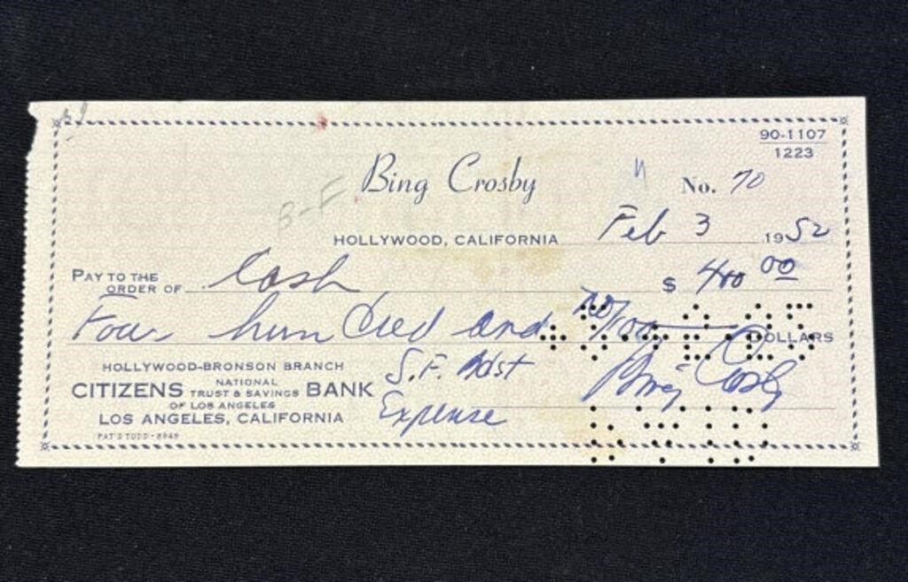 Bing Crosby signed check