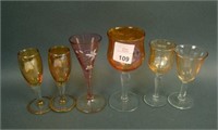 6 pc. Cordial Lot including Enameled Flared and