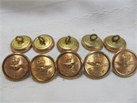 10pc Royal Canadian Air Force Brass Coat Buttons