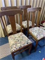 Four vintage oak chairs