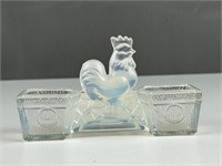 Antique opalescent rooster glass holder