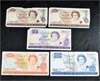 (5) NEW ZEALAND BANK NOTES BILLS Queen Elizabeth