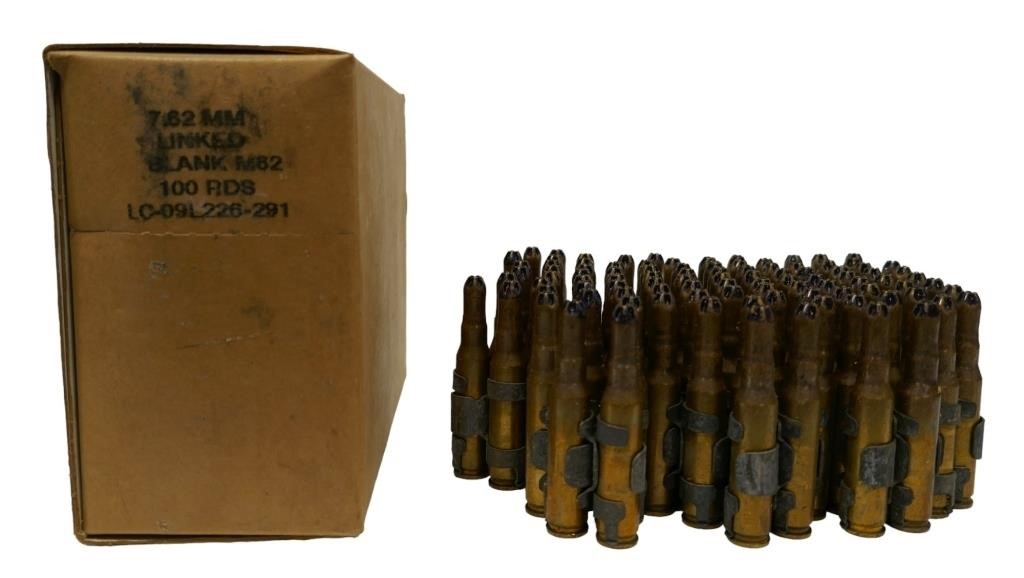 100 Rounds 7.62 LInked Blank M82 Ammo