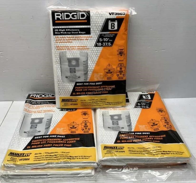 Case of 10 Ridgid Dry Pick-up Dust Bags - NEW