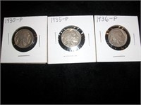 1930's Buffalo/Indian Head Nickel's