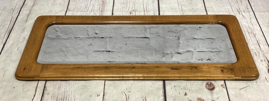 Vintage Oak Framed Beveled Mirror