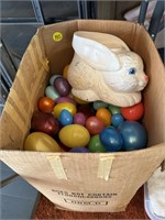 Plastic Easter Eggs & Bunny Basket