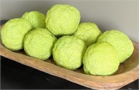Tray of 8 Lime Green Decorative Accent Balls