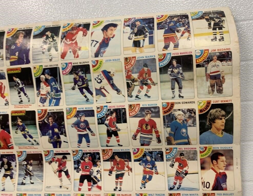 Sheet of Uncut O-Pee-Chee 1978 Hockey Cards