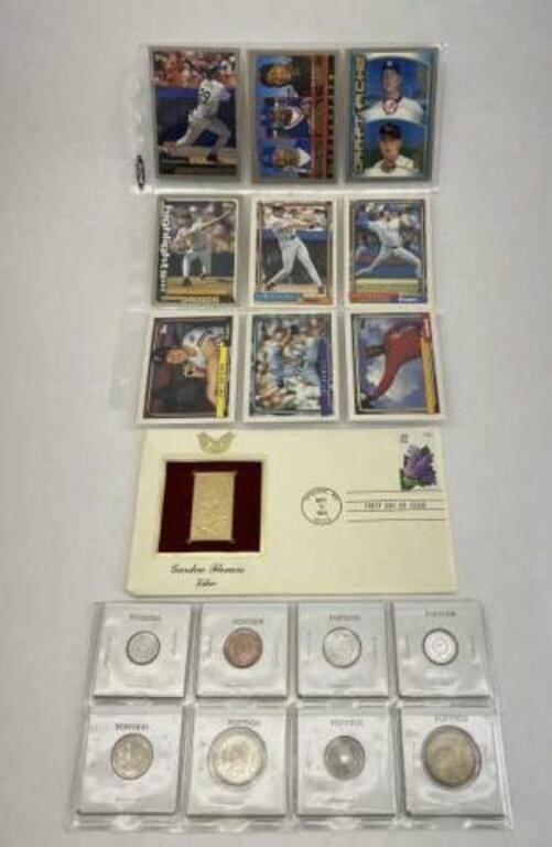 Baseball Cards, Foreign Coins, Stamp