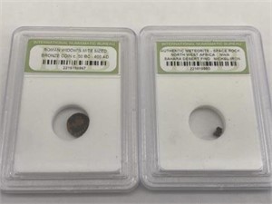 Meteorite and Roman Mite Size Coin