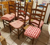 6 UNMATCHED RUSH BOTTOM LADDER BACK CHAIRS