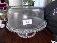 VINTAGE BOOPIE GLASS CAKE STAND AND DOME