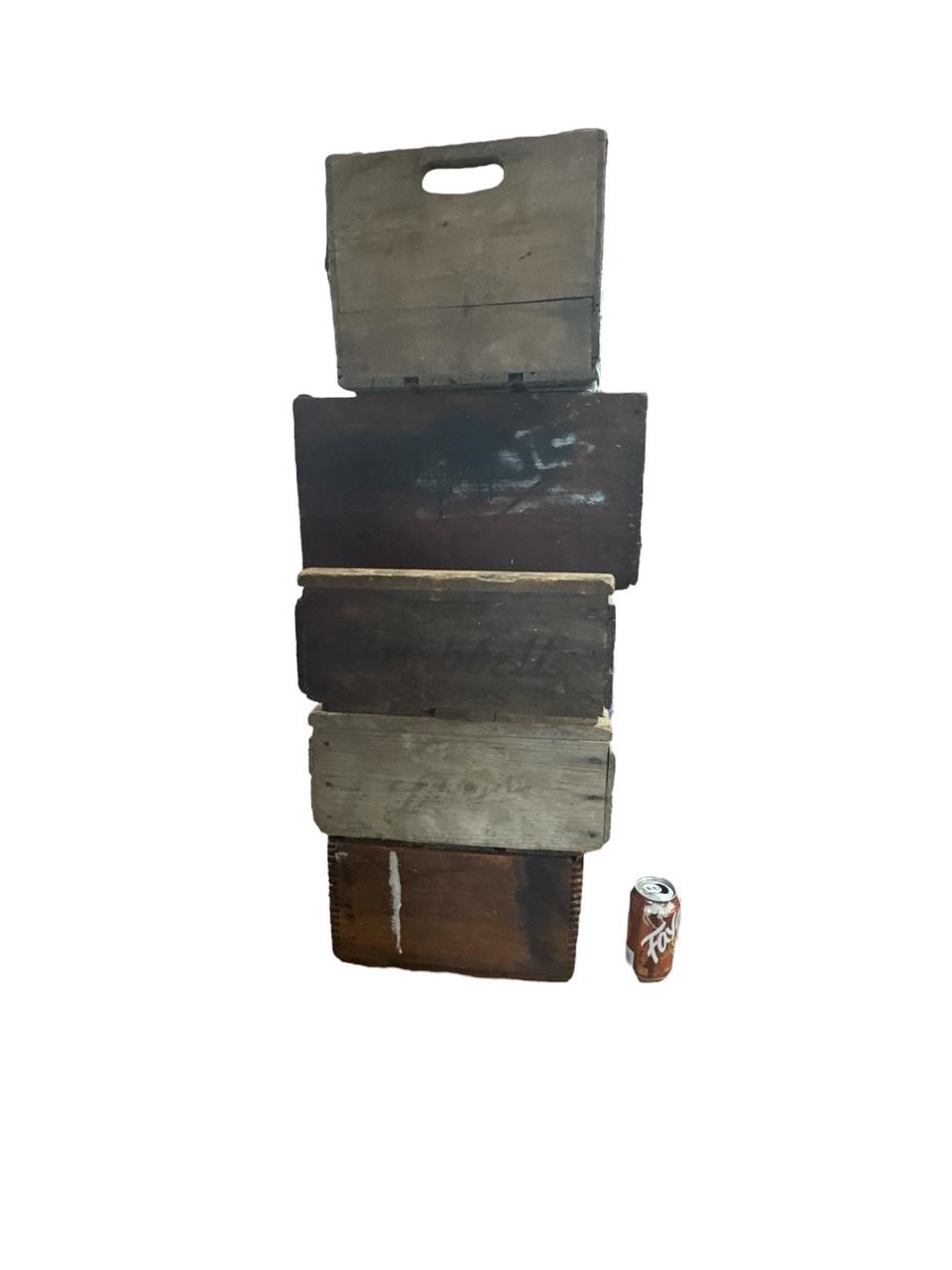 LOT OF 5 NICE OLD WOODEN CRATES DYNAMITE +MORE