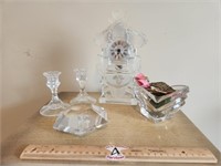 Assorted Glass Decor: Leaf Pendulum Glass Clock,