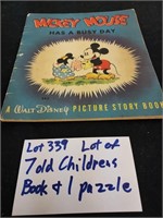 Lot of 7 old childrens books & 1 puzzle