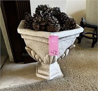 Pedestal Pot of Pinecones