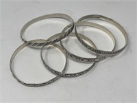 5-Bracelets Marked Sterling, 62 Grams