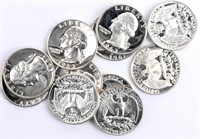 Coin 10 Washington Quarters Silver Proof 50's+