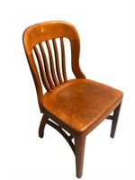Vintage Oak curved back straight chair