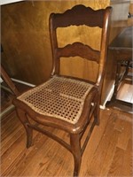Vintage Wooden Chair with Wicker Bottom