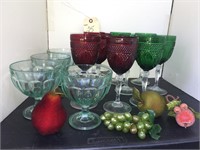 GORGEOUS RED AND GREEN WINE GLASSES &MORE