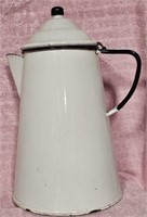 Vintage 12"h enamel coffee pot