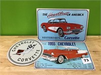 Antique Metal Chevrolet Signs lot of 3