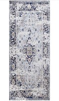 SEVEAT 2.6 × 7 FT VINTAGE RUNNER RUGS BLUE AND