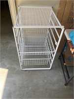Metal storage rack with 2 baskets
