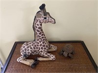 Vintage Resin Giraffe & Rubber Turtle