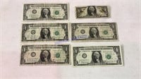 6 - $1.00 bills, 1963, Henry Fowler