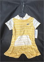 Carters Yellow and White Striped Hoodie Onsie 6 mo