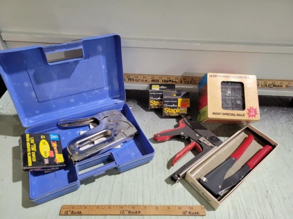 RIVET TOOL, STAPLERS, FASTNER ASSORTMENT