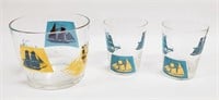 NAUTICAL, SHIP GLASS ICE BUCKET, COCKTAIL GLASSES