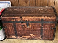Antique Steamer Trunk with TRUNKS! Tag