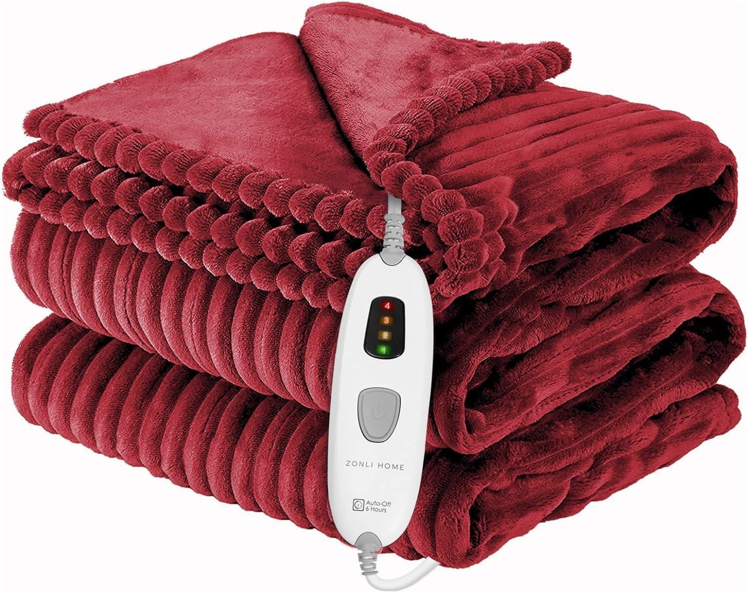 ULN - ZONLI Heated Throw Blanket, Red