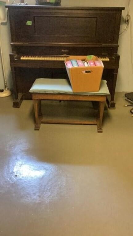 Straube Player Piano with Rolls IN THE BASEMENT
