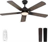 warmiplanet 52in Ceiling Fan w/ Remote, Black