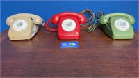 3 VARIOUS COLOURED TELEPHONES
