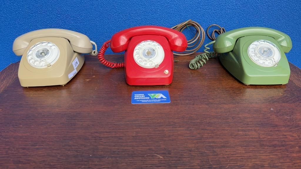 3 VARIOUS COLOURED TELEPHONES