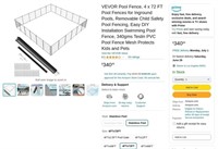 W5238  VEVOR Pool Fence 4 x 72 FT Mesh Safety Fenc