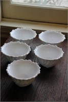 Lot of five milk glass ice cream dishes