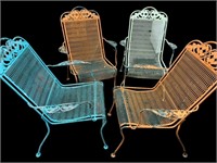 Set of four Wrought Iron Chairs-Springtime Colors