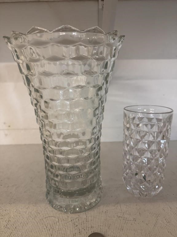 2 Vintage Press/Cut Glass Vases