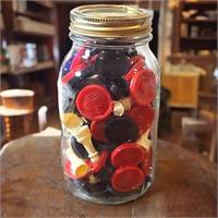 Vintage Mason Jar Filled w/ Chess and Checkers