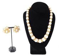 Joan Rivers Large Pearl Necklace w/Clip On Earring