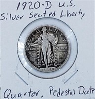 1920-D U.S. Silver Standing Liberty Quarter -