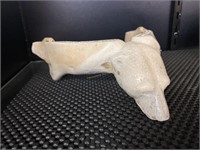 Hand Carved Walrus Jawbone Bear Head Cribbage