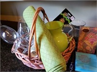 Picnic Lot with Basket, Wine Glasses & More